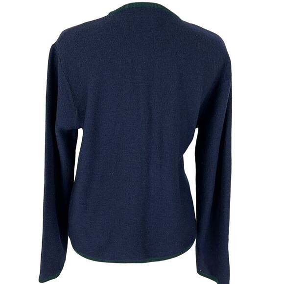 Vintage Pendleton Wool Cardigan Navy Blue Green trim Gold Buttons Size S Classic - Picture 2 of 10
